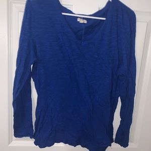 Xl basic royal blue long sleeve v neck top